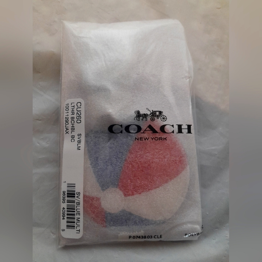 New Coach Beachball Tote Charm/Keyring With Dog Clip 💥 NWT 💥